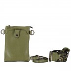 Umhängetasche / Handytasche mit austauschbaren Riemen und Silberfittings Oliv, Farbe: grün/oliv, Marke: Hausfelder Manufaktur, EAN: 4065646017184, Abmessungen in cm: 14.5x20.5x1, Bild 1 von 6
