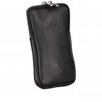 Umhängetasche / Handytasche mit austauschbaren Riemen und Silberfittings Schwarz, Farbe: schwarz, Marke: Hausfelder Manufaktur, EAN: 4065646018259, Abmessungen in cm: 11x17.5x2, Bild 2 von 6