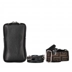 Umhängetasche / Handytasche mit austauschbaren Riemen und Silberfittings Schwarz, Farbe: schwarz, Marke: Hausfelder Manufaktur, EAN: 4065646018280, Abmessungen in cm: 11x17.5x2, Bild 1 von 6