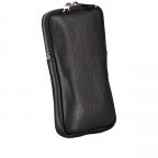 Umhängetasche / Handytasche mit austauschbaren Riemen und Silberfittings Schwarz, Farbe: schwarz, Marke: Hausfelder Manufaktur, EAN: 4065646018280, Abmessungen in cm: 11x17.5x2, Bild 2 von 6