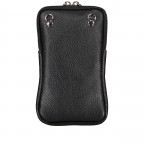 Umhängetasche / Handytasche mit austauschbaren Riemen und Silberfittings Schwarz, Farbe: schwarz, Marke: Hausfelder Manufaktur, EAN: 4065646018280, Abmessungen in cm: 11x17.5x2, Bild 3 von 6