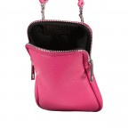Umhängetasche / Handytasche mit austauschbaren Riemen und Silberfittings Fuchsia, Farbe: rosa/pink, Marke: Hausfelder Manufaktur, EAN: 4065646018396, Abmessungen in cm: 11x17.5x2, Bild 6 von 6