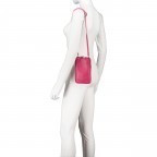 Umhängetasche / Handytasche mit austauschbaren Riemen und Silberfittings Fuchsia, Farbe: rosa/pink, Marke: Hausfelder Manufaktur, EAN: 4065646018396, Abmessungen in cm: 11x17.5x2, Bild 4 von 6