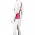Umhängetasche / Handytasche mit austauschbaren Riemen und Silberfittings Fuchsia, Farbe: rosa/pink, Marke: Hausfelder Manufaktur, EAN: 4065646018396, Abmessungen in cm: 11x17.5x2, Bild 5 von 6