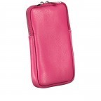 Umhängetasche / Handytasche mit austauschbaren Riemen und Silberfittings Fuchsia, Farbe: rosa/pink, Marke: Hausfelder Manufaktur, EAN: 4065646018396, Abmessungen in cm: 11x17.5x2, Bild 2 von 6
