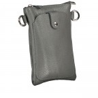 Umhängetasche / Handytasche mit austauschbaren Riemen und Silberfittings Dunkelgrau, Farbe: grau, Marke: Hausfelder Manufaktur, EAN: 4065646019485, Abmessungen in cm: 14.5x20.5x1, Bild 2 von 6