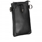 Umhängetasche / Handytasche mit Silberfittings Schwarz, Farbe: schwarz, Marke: Hausfelder Manufaktur, EAN: 4065646022256, Abmessungen in cm: 14.5x21x1.7, Bild 2 von 6