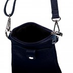 Umhängetasche / Handytasche mit Silberfittings Dunkelblau, Farbe: blau/petrol, Marke: Hausfelder Manufaktur, EAN: 4065646022263, Abmessungen in cm: 14.5x21x1.7, Bild 6 von 6