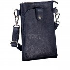 Umhängetasche / Handytasche mit Silberfittings Dunkelblau, Farbe: blau/petrol, Marke: Hausfelder Manufaktur, EAN: 4065646022263, Abmessungen in cm: 14.5x21x1.7, Bild 2 von 6
