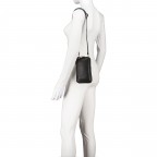 Umhängetasche / Handytasche mit austauschbaren Riemen und Silberfittings Taupe, Farbe: taupe/khaki, Marke: Hausfelder Manufaktur, EAN: 4065646018310, Abmessungen in cm: 11x17.5x2, Bild 4 von 6