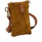 Umhängetasche / Handytasche Velours mit Goldfittings, Farbe: braun, taupe/khaki, beige, Marke: Hausfelder Manufaktur, Abmessungen in cm: 14.5x21x1.7, Bild 2 von 6