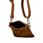 Umhängetasche / Handytasche Velours mit Goldfittings, Farbe: braun, taupe/khaki, beige, Marke: Hausfelder Manufaktur, Abmessungen in cm: 14.5x21x1.7, Bild 6 von 6