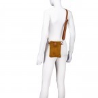 Umhängetasche / Handytasche Velours mit Silberfittings, Farbe: grau, braun, taupe/khaki, grün/oliv, beige, Marke: Hausfelder Manufaktur, Abmessungen in cm: 14.5x21x1.7, Bild 5 von 6