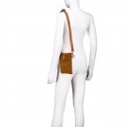 Umhängetasche / Handytasche Velours mit Silberfittings, Farbe: grau, braun, taupe/khaki, grün/oliv, beige, Marke: Hausfelder Manufaktur, Abmessungen in cm: 14.5x21x1.7, Bild 4 von 6