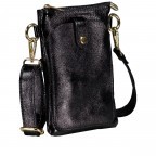 Umhängetasche / Handytasche Laminato mit Goldfittings, Farbe: schwarz, metallic, Marke: Hausfelder Manufaktur, Abmessungen in cm: 14.5x21x1.7, Bild 2 von 6