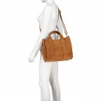 Handtasche Velours Hellbraun, Farbe: braun, Marke: Hausfelder Manufaktur, EAN: 4065646024588, Abmessungen in cm: 32x24.5x15, Bild 6 von 8