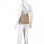 Beuteltasche Velours mit zwei Riemen Beige, Farbe: beige, Marke: Hausfelder Manufaktur, EAN: 4065646024908, Abmessungen in cm: 23x27x16, Bild 4 von 7
