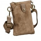 Umhängetasche / Handytasche Velours mit Goldfittings Taupe, Farbe: taupe/khaki, Marke: Hausfelder Manufaktur, EAN: 4065646025035, Abmessungen in cm: 14.5x21x1.7, Bild 2 von 6