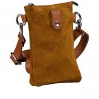 Umhängetasche / Handytasche Velours mit Silberfittings Hellbraun, Farbe: braun, Marke: Hausfelder Manufaktur, EAN: 4065646025059, Abmessungen in cm: 14.5x21x1.7, Bild 2 von 6