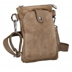 Umhängetasche / Handytasche Velours mit Silberfittings Taupe, Farbe: taupe/khaki, Marke: Hausfelder Manufaktur, EAN: 4065646025080, Abmessungen in cm: 14.5x21x1.7, Bild 2 von 6