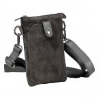 Umhängetasche / Handytasche Velours mit Silberfittings Grau, Farbe: grau, Marke: Hausfelder Manufaktur, EAN: 4065646025097, Abmessungen in cm: 14.5x21x1.7, Bild 2 von 6