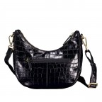 Beuteltasche Kroko Black, Farbe: schwarz, Marke: Hausfelder Manufaktur, EAN: 4065646023956, Abmessungen in cm: 27x24x6.5, Bild 3 von 6