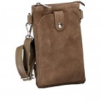 Umhängetasche / Handytasche Velours mit Silberfittings Taupe, Farbe: taupe/khaki, Marke: Hausfelder Manufaktur, EAN: 4065646026537, Abmessungen in cm: 14x21x1.7, Bild 2 von 6