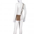 Umhängetasche / Handytasche Velours mit Silberfittings Taupe, Farbe: taupe/khaki, Marke: Hausfelder Manufaktur, EAN: 4065646026537, Abmessungen in cm: 14x21x1.7, Bild 5 von 6
