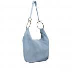 Beuteltasche Velours mit Goldfittings Hellblau, Farbe: blau/petrol, Marke: Hausfelder Manufaktur, EAN: 4065646026896, Abmessungen in cm: 46x35.5x6, Bild 2 von 6