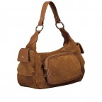 Beuteltasche Velours mit Goldfittings Cognac, Farbe: cognac, Marke: Hausfelder Manufaktur, EAN: 4065646027091, Abmessungen in cm: 28.5x20.5x12.5, Bild 2 von 8