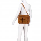 Beuteltasche Velours Cognac, Farbe: cognac, Marke: Hausfelder Manufaktur, EAN: 4065646027138, Abmessungen in cm: 31x25.5x12.5, Bild 4 von 7