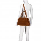Tasche Velours Hellbraun, Farbe: braun, Marke: Hausfelder Manufaktur, EAN: 4065646027831, Abmessungen in cm: 32x22x17.5, Bild 5 von 7