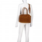 Tasche Velours Hellbraun, Farbe: braun, Marke: Hausfelder Manufaktur, EAN: 4065646027831, Abmessungen in cm: 32x22x17.5, Bild 6 von 7