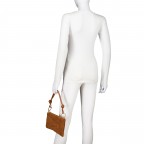 Umhängetasche Velours mit Goldfittings Cognac, Farbe: cognac, Marke: Hausfelder Manufaktur, EAN: 4065646028807, Abmessungen in cm: 25x15x1, Bild 4 von 8