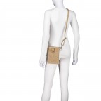 Umhängetasche / Handytasche Velours mit Silberfittings Beige, Farbe: beige, Marke: Hausfelder Manufaktur, Abmessungen in cm: 14x21x1.7, Bild 5 von 6
