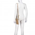 Umhängetasche / Handytasche Velours mit Silberfittings Beige, Farbe: beige, Marke: Hausfelder Manufaktur, Abmessungen in cm: 14x21x1.7, Bild 4 von 6