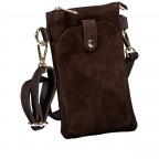 Umhängetasche / Handytasche Velours mit Goldfittings Dunkelbraun, Farbe: braun, Marke: Hausfelder Manufaktur, EAN: 4065646028890, Abmessungen in cm: 14.5x21x1.7, Bild 2 von 6