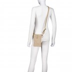 Umhängetasche / Handytasche mit Goldfittings Sand, Farbe: beige, Marke: Hausfelder Manufaktur, EAN: 4065646028951, Abmessungen in cm: 14.5x21x1.7, Bild 5 von 6