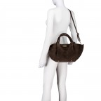 Handtasche Velours Dunkelbraun, Farbe: braun, Marke: Hausfelder Manufaktur, EAN: 4065646029033, Abmessungen in cm: 23x22x14.5, Bild 6 von 7