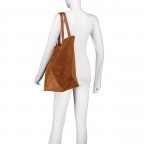 Shopper Velours mit herausnehmbarem Etui Cognac, Farbe: cognac, Marke: Hausfelder Manufaktur, EAN: 4065646029460, Abmessungen in cm: 32x39x16.5, Bild 4 von 5