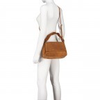 Umhängetasche Velours, Farbe: grau, braun, taupe/khaki, Marke: Hausfelder Manufaktur, Abmessungen in cm: 26x20.5x12.5, Bild 7 von 8