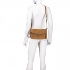 Umhängetasche Velours, Farbe: grau, beige, Marke: Hausfelder Manufaktur, Abmessungen in cm: 27.5x15.5x11, Bild 5 von 6