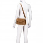 Umhängetasche Velours, Farbe: grau, beige, Marke: Hausfelder Manufaktur, Abmessungen in cm: 27.5x15.5x11, Bild 4 von 6