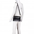 Umhängetasche Kroko, Farbe: schwarz, beige, Marke: Hausfelder Manufaktur, Abmessungen in cm: 25x16.5x7.5, Bild 4 von 6