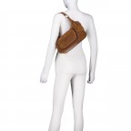 Beuteltasche Velours mit Goldfittings, Farbe: braun, cognac, beige, Marke: Hausfelder Manufaktur, Abmessungen in cm: 28.5x20.5x12.5, Bild 5 von 8