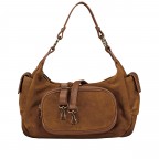 Beuteltasche Velours mit Goldfittings, Farbe: braun, cognac, beige, Marke: Hausfelder Manufaktur, Abmessungen in cm: 28.5x20.5x12.5, Bild 1 von 8