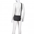 Umhängetasche Mellow Leather FZT69, Farbe: schwarz, blau/petrol, Marke: Mandarina Duck, Abmessungen in cm: 22.5x18.5x9, Bild 5 von 6