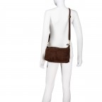 Umhängetasche Velours, Farbe: braun, rot/weinrot, beige, Marke: Hausfelder Manufaktur, Abmessungen in cm: 27x17x11, Bild 7 von 7