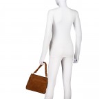 Umhängetasche Velours, Farbe: braun, cognac, taupe/khaki, beige, Marke: Hausfelder Manufaktur, Abmessungen in cm: 23.5x20x9.5, Bild 4 von 8