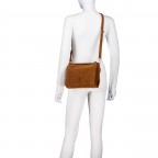 Umhängetasche Velours, Farbe: braun, cognac, taupe/khaki, beige, Marke: Hausfelder Manufaktur, Abmessungen in cm: 23.5x20x9.5, Bild 7 von 8